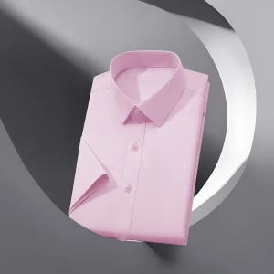 New Men's Business Casual Solid Color Short Sleeved Shirt for Summer Fashion No Ironing Comfortable and Versatile Top