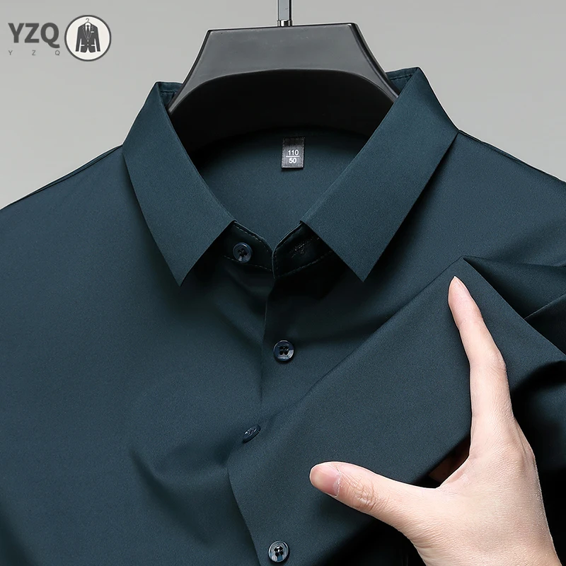 New Men's Business Casual Solid Color Short Sleeved Shirt for Summer Fashion No Ironing Comfortable and Versatile Top - Image 4