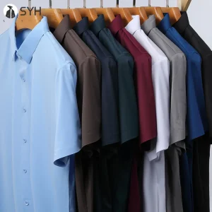 New Men's Business Casual Solid Color Short Sleeved Shirt for Summer Fashion No Ironing Comfortable and Versatile Top