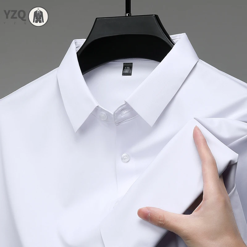 New Men's Business Casual Solid Color Short Sleeved Shirt for Summer Fashion No Ironing Comfortable and Versatile Top - Image 2