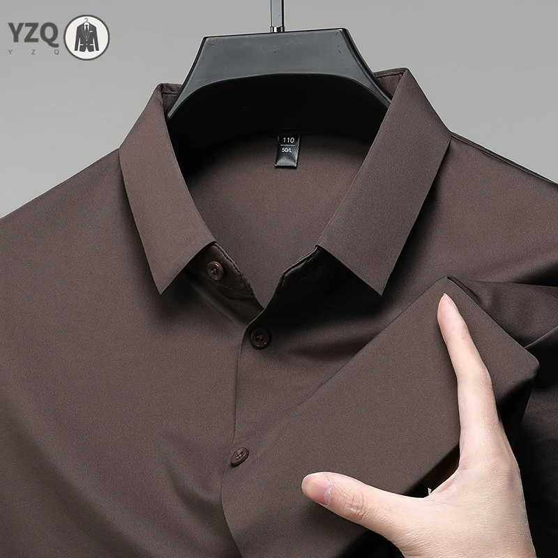 New Men's Business Casual Solid Color Short Sleeved Shirt for Summer Fashion No Ironing Comfortable and Versatile Top - Image 5