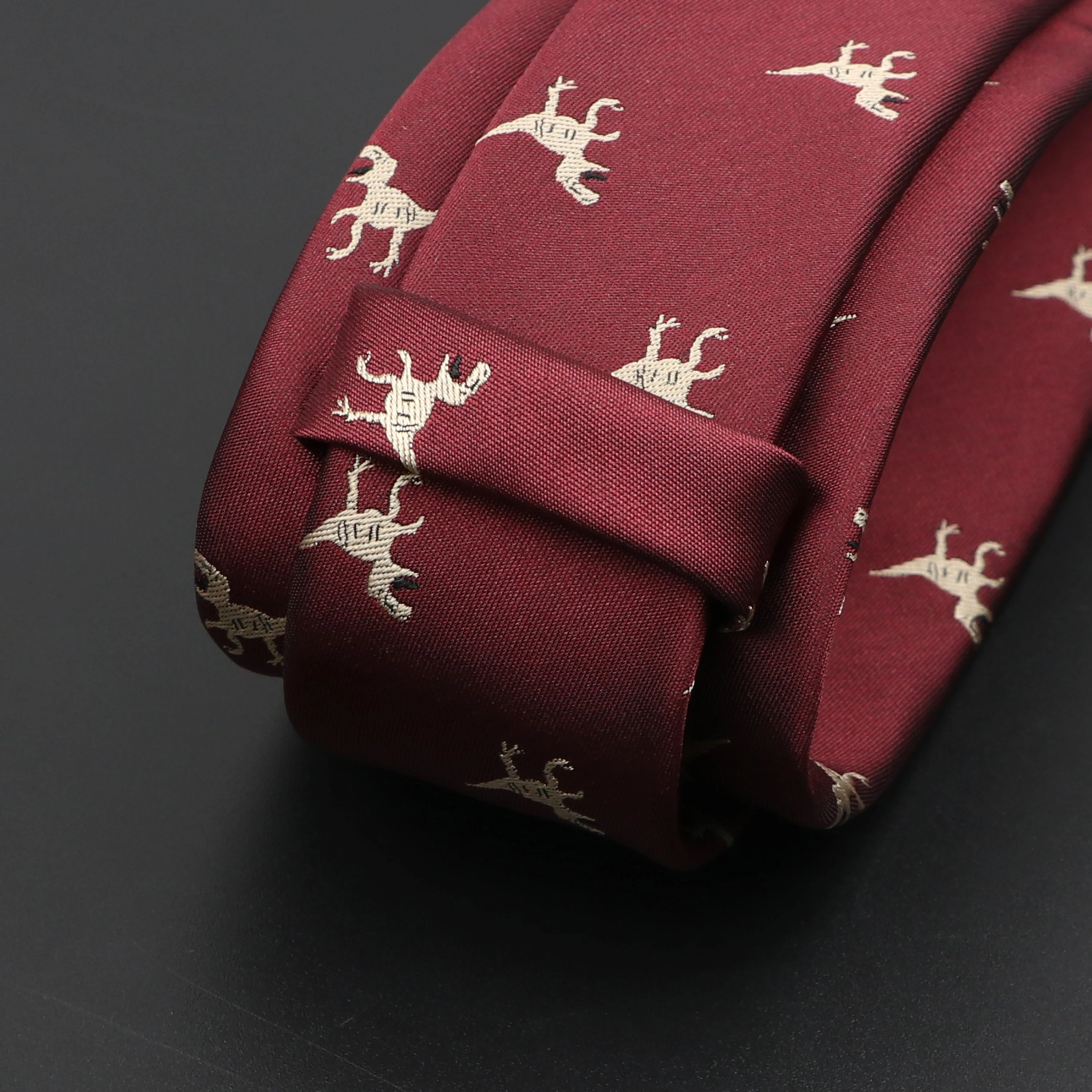 New Men's Casual Ties Dinosaur Insect Pet Pattern Navy Wine Red Polyester Jacquard Ties 6cm Slim Daily Wear Wedding Accessories - Image 5