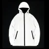 New Men's Night Reflective Jackets Windbreaker Double Fabric Hooded Jacket Hip Hop Personalized Dancer Waterproof Zipper Coats