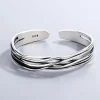 New Retro Wave Braided Bracelets 925 Sterling Silver Jewelry Personality Geometric Exquisite Opening Bangles SL037