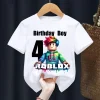 New Roblox Children T Shirts Cartoon Birthday Number Graphic T-shirts Boys Girls Casual Short Sleeves Tops Summer Kids Clothing