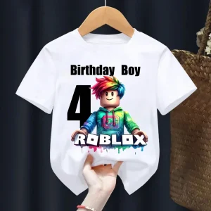 New Roblox Children T Shirts Cartoon Birthday Number Graphic T-shirts Boys Girls Casual Short Sleeves Tops Summer Kids Clothing
