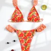 New Ruffle Bikinis Set for Women Sexy Women's Swimsuit 2026 Beach Wear Orange Thong Swimwear mini Swimming Bathing Suit