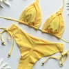 New Solid Color Bikini Set 2026 Women's Swimsuit Hanging Neck Rope Split Swimsuit 2-piece Set Summer Beachwear