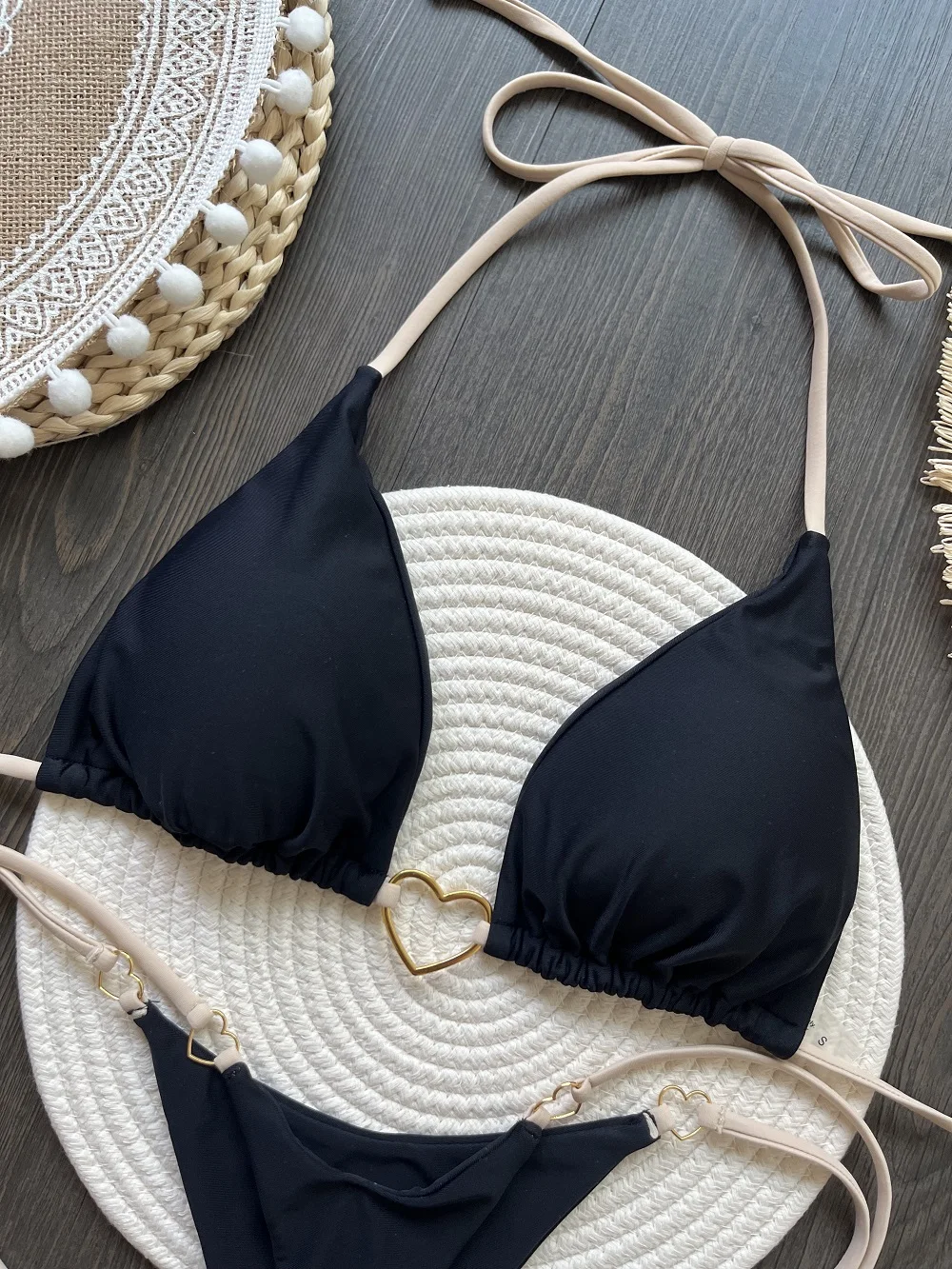 New Solid Color White Bikini Women suit Low Waist Lace-up Fashionable Swimsuit Two-piece Set - Image 4