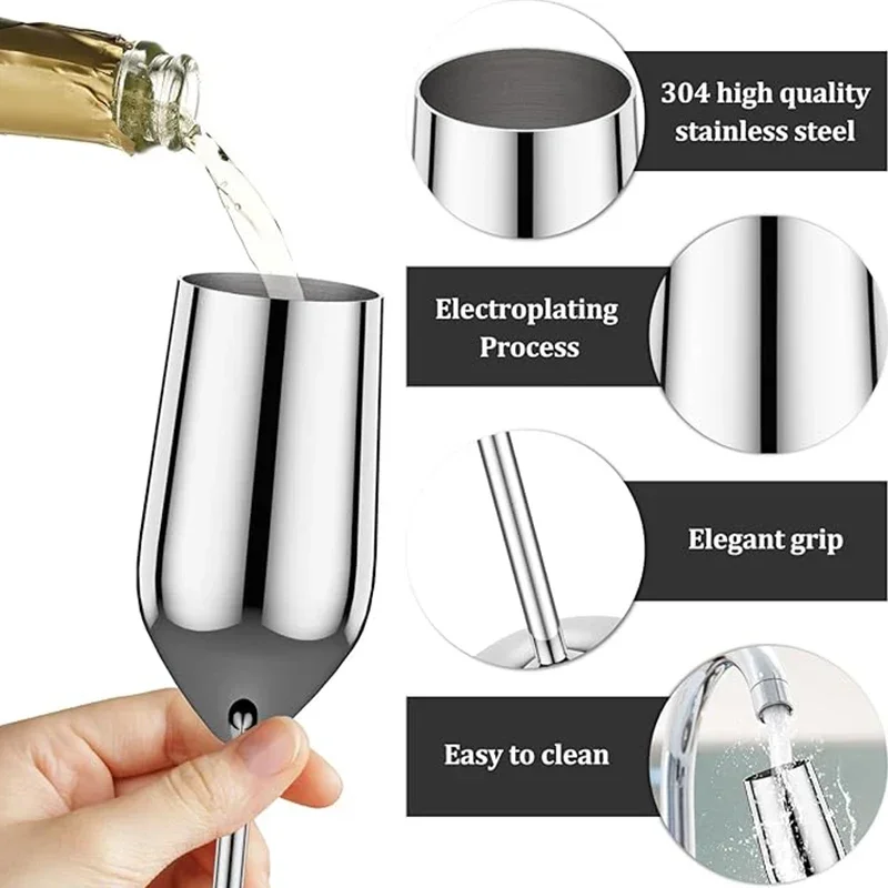 New Stainless steel wine glasses unbreakable metal cocktail glasses 220ml for drinking cocktails and wine in the at bar Cup - Image 5