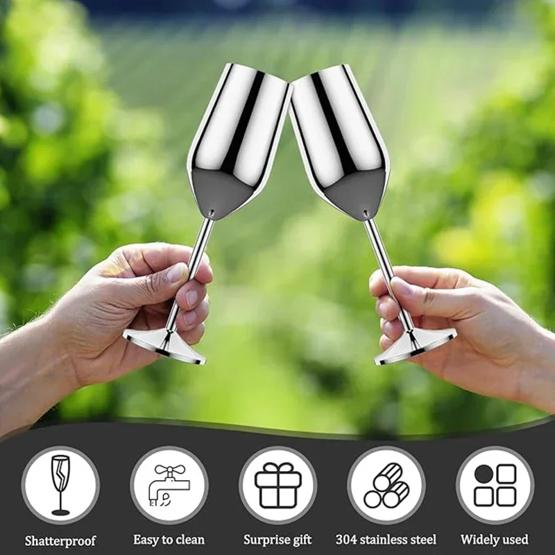 New Stainless steel wine glasses unbreakable metal cocktail glasses 220ml for drinking cocktails and wine in the at bar Cup