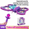 New V40 Glitter Butterfly Remote Control Aircraft 2.4GHz Gravity Sensing Mini Drone RC Quadcopter Children's Toy Gift