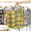 New children's hat shirt children's clothing baby boy casual plaid shirt girl long-sleeved clothing foreign shirt 2-10 years old