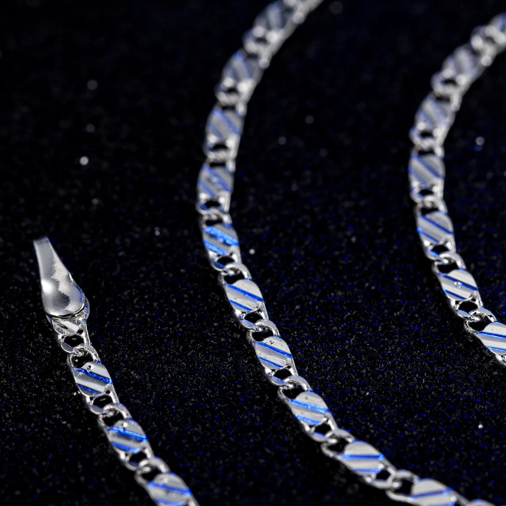 New luxury 925 Sterling Silver special 2MM flat Clavicle chains Necklaces for Men Women wedding Jewelry Christmas gifts 40-75cm - Image 4