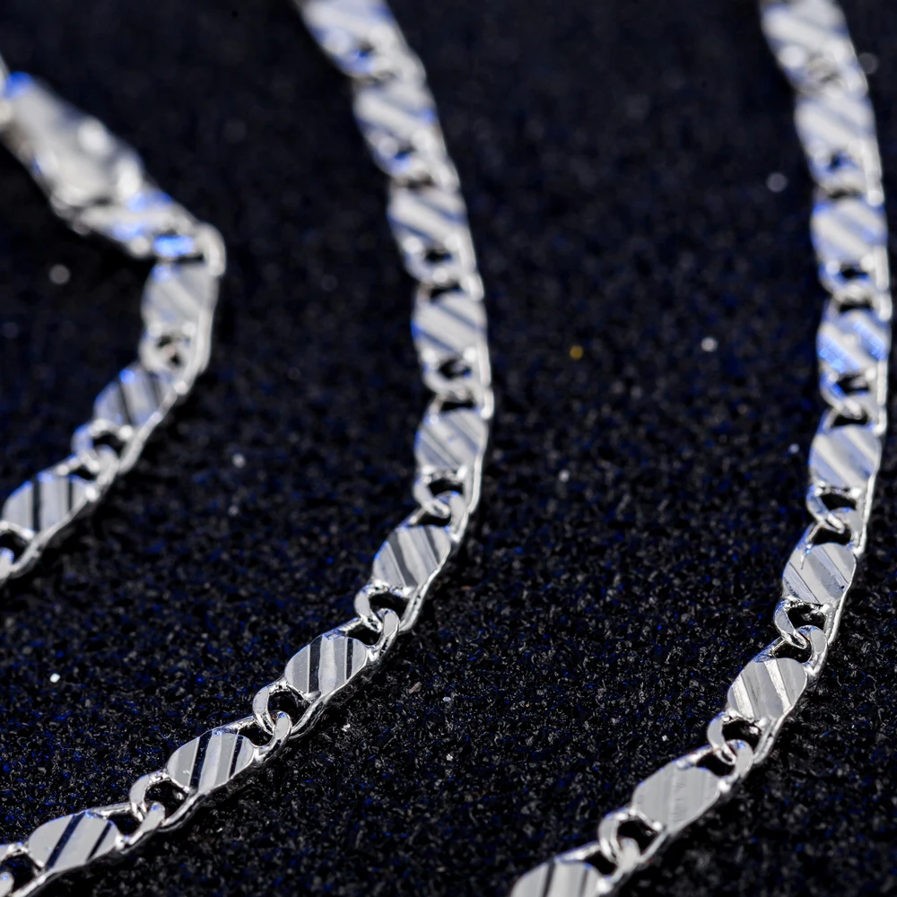 New luxury 925 Sterling Silver special 2MM flat Clavicle chains Necklaces for Men Women wedding Jewelry Christmas gifts 40-75cm - Image 5