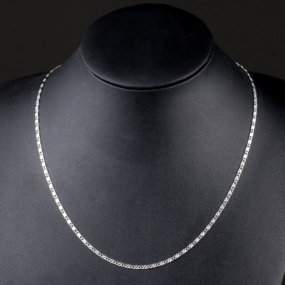 New luxury 925 Sterling Silver special 2MM flat Clavicle chains Necklaces for Men Women wedding Jewelry Christmas gifts 40-75cm - Image 6