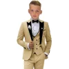 Newest Kids Suit Set 2-14 Years Single Button Boy's 4 Pieces Formal Suits Blazer Vest Pants Wedding Guest Tuxedo Piano Suit