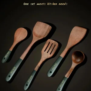 Newly Upgraded Version Natural Wooden Spatula Set for Non-Stick Pans, Heat-Resistant Kitchen Utensils with Spoon & Cooking Tools