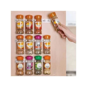 No-Punch Spice Rack Storage Plastic Storage with 3.5cm Hooks No-Punch Paste Neatly Storing Spice Bottles For Kitchen Use