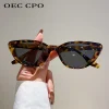 OEC CPO Small Frame Cat Eye Sunglasses Women 2024 Fashion Leopard Color Shades UV400 Sun Glasses Female Trending Eyewear Men