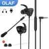 OLAF 3.5mm Wired Headphones Gaming Headset Bass Stereo Gamer Earphones Noise Cancelling Earbuds With Dual Mic In-ear Handfree