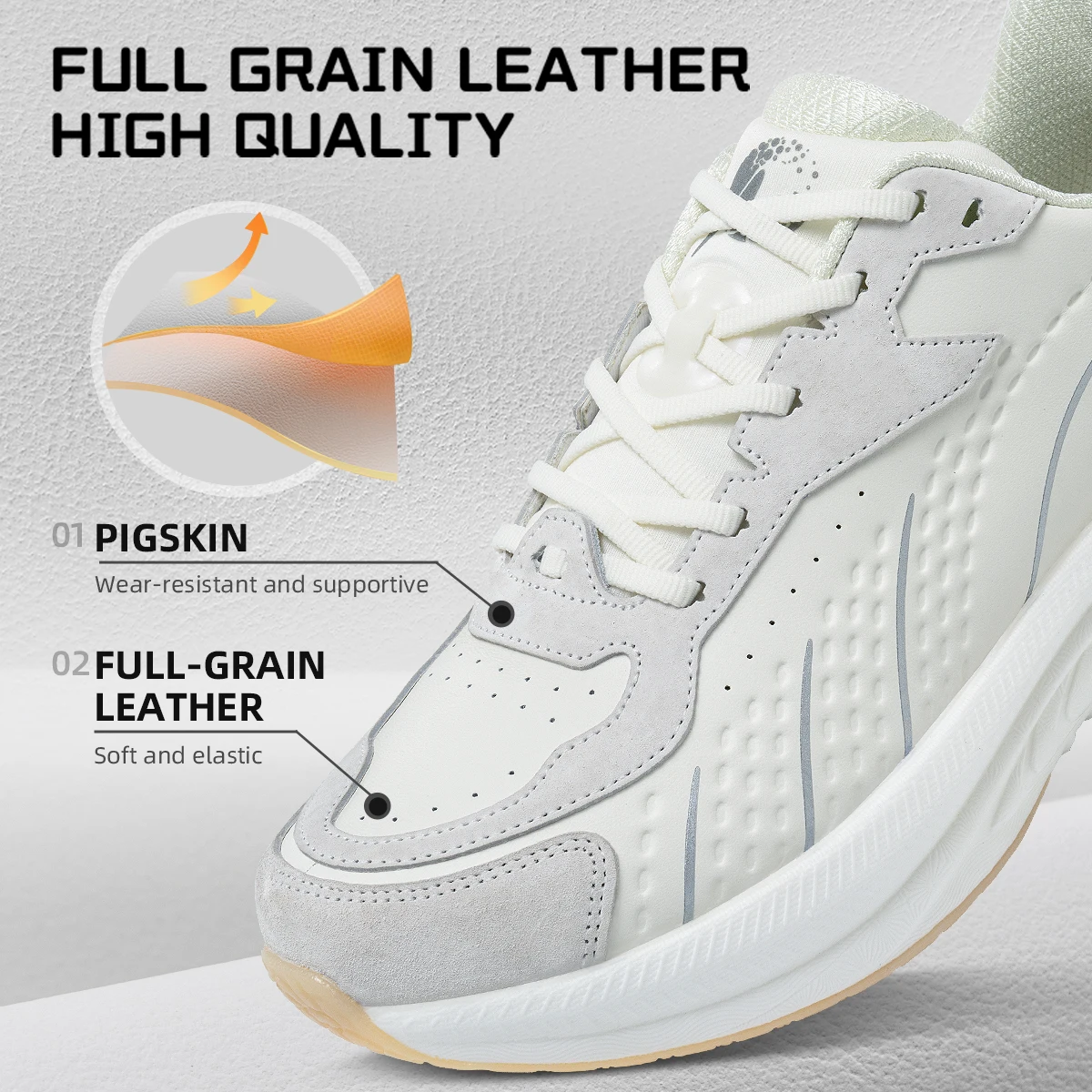 ONEMIX Winter Running Shoes for Men Leather Warm Sport Shoes Wear-resistant Female Jogging Training Shoes Black Walking Sneakers - Image 3