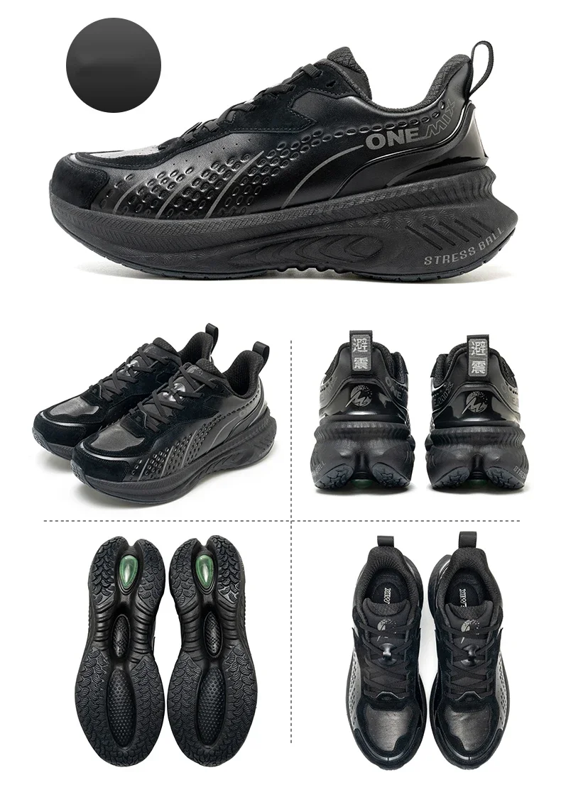ONEMIX Winter Running Shoes for Men Leather Warm Sport Shoes Wear-resistant Female Jogging Training Shoes Black Walking Sneakers - Image 4