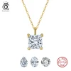 ORSA JEWELS Classic Dainty 925 sterling Silver Princess Cut Solitaire Cubic Zirconia Pendant Necklace for Women Jewelry APN12