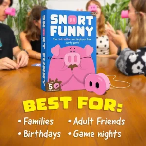 Oinkcredible "You Laugh You Lose" Party Game - Funny Board Game for Family & Friends, Includes 5 Toy Pig Noses & Challenge Cards