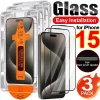 Oleophobic Coating Tempered Glass Screen Protector For iPhone 15 Pro Max 15 Pro 15 Plus With Easy Installation Dustproof Kit