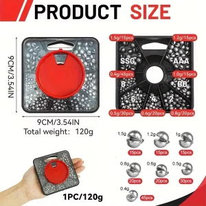 One Set of 120g Fishing Floats, Split Shot Lead with Open Sinker, Non-Toxic, Total of 7 Sizes Including No 1, No. 4, No. 6, No.