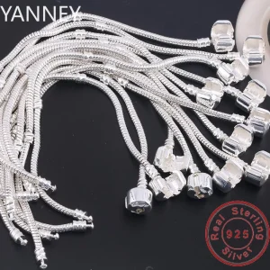 Original 925 Sterling Silver Snake Bone Charm Bracelet Bangle Fine Jewelry Basic Charm Bracelets for Women men Party DIY Jewelry