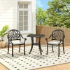 Outdoor Bistro Table and Chair Furniture Set , Square Cast Aluminum Outdoor Bistro Table, Chairs with Cushions