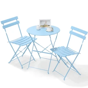 Outdoor Furniture Patio Set Bistro Table Set 3piece Steel Table And Chairs Folding Bistro Set For Lawn Balcony Backyard Yard