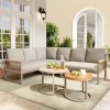 Outdoor garden lounge set, furniture set for 6-7 people, adjustable legs, includes all seat and back cushions, beige