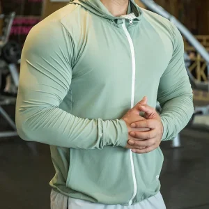 Outdoor sun protection suit, men's thin quick drying long sleeved fitness and sports jacket, professional running and training s