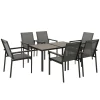 Outsunny 7 Piece Garden Dining Set, 6 Seater Metal Garden Furniture Set, Outdoor Table and Chairs