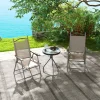 Outsunny Folding Chairs Set of 2, Garden Chair with Armrest, Breathable Mesh Seat, Mixed Brown