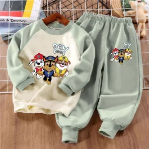 PAW Patro Print Kids Sport Clothes Sets Spring Fall Boys Spliced Sweatshirt 2-piece Suit Kids O Neck Hoodies Trousers 2pcs Set