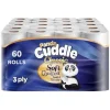 Panda Cuddle 3-Ply Toilet Tissue 60 Rolls Classic Soft Quilted - 12 x 5 Rolls (Total 60 Rolls) Super Soft Luxuriously Quilted