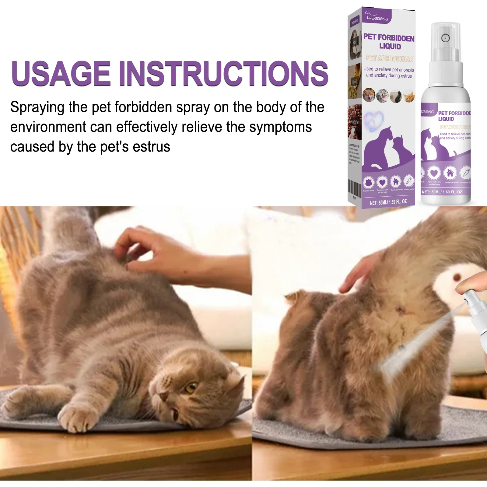 Pet Calming Spray Pheromone Mood Calming Diffuser Improve Estrus Agitation Anxiety Relief Prevent Howling Cat Dog Health Supply - Image 6