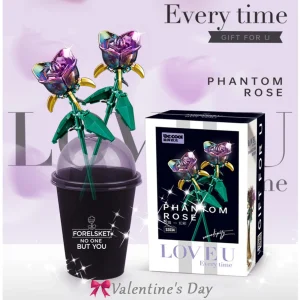 Phantom Rose Flower Building Blocks, Flower Bouquet Building Kit, Creative Building Project for Adults, Birthday Gifts