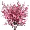 Pink Artificial Flowers Cherry Blossoms Gypsophila Fake Plants DIY Wedding Bouquet Vases for Home Decor Faux Christmas Branch