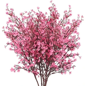 Pink Artificial Flowers Cherry Blossoms Gypsophila Fake Plants DIY Wedding Bouquet Vases for Home Decor Faux Christmas Branch