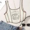 Plant Print Graphic Tank Top for Women Summer 2025 Y2K Clothes Grunge Sleeveless Square Neck Crop Top Streetwear