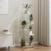 Plant Shelving Flower Pot Holder, Wrought Iron Corner Multiple Planter Rack Organizer with Wheels For Room Corner Balcony Garden