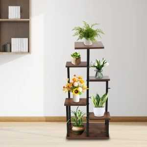 Plant Stand Large Multi-Tier Metal Wooden Flower Pots Shelf Plant Display Corner Stand for Patio Garden Living Room Balcony