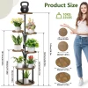 Plant Stand with Grow Light, 145cm Tall Plant Stand, 7 Tier Metal Plant Shelf, Wooden Plant holder, SpaceSaving Corner Flower S