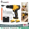 Podofo Brushless Rechargeable Electric Screwdriver Cordless Compact Power Drill Set With 2 Batteries & Charger 21V