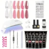 Poly Gel Extension Tool Set, Including 30ml of Cleaner fluid, 7.5ml Base Coat and Top Coat， Nail Mold, Nail Clip And Nail Brush